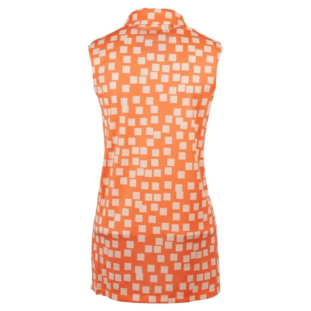 Women's Grid Print Sleeveless Polo