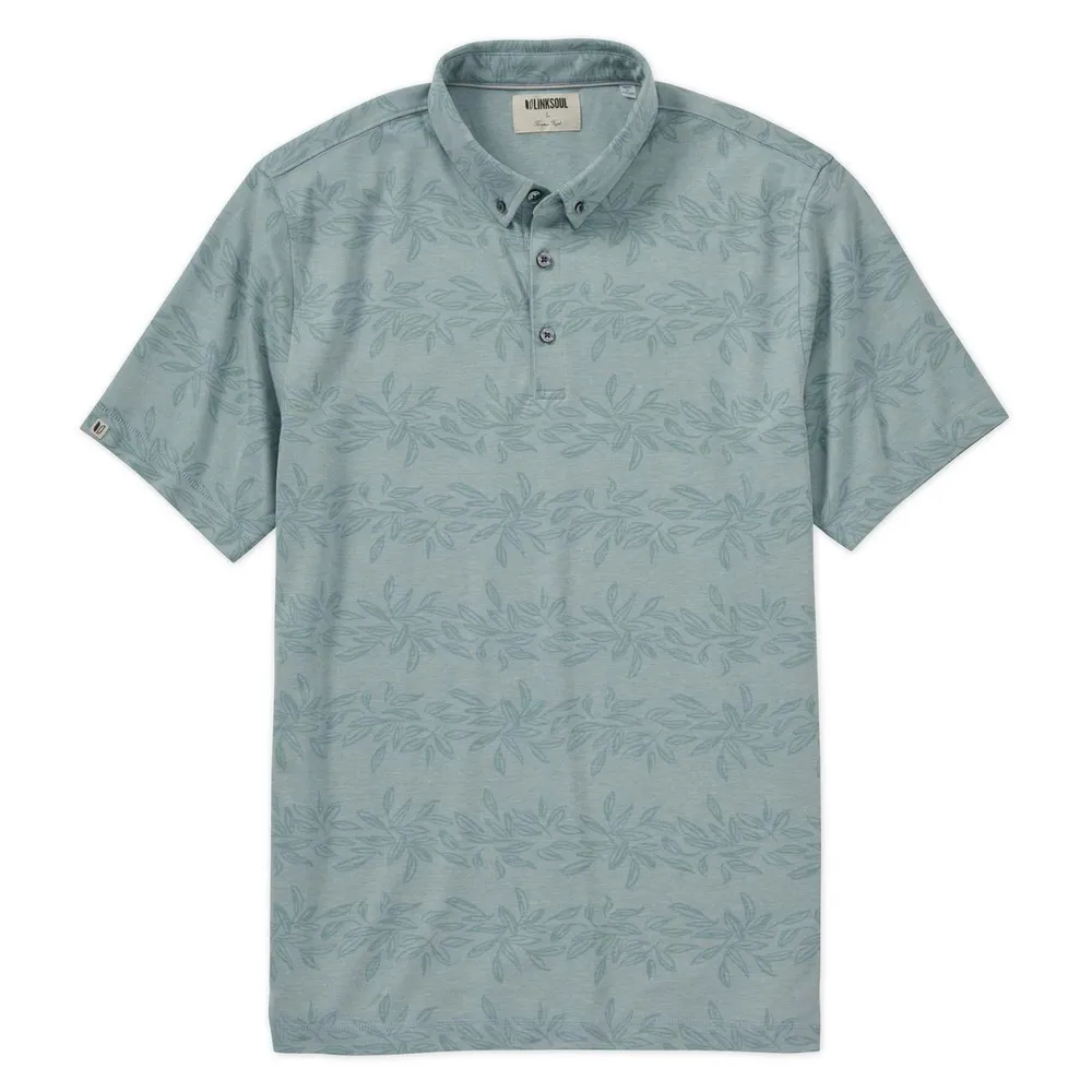 Men's Oxford Vine Print Short Sleeve Polo