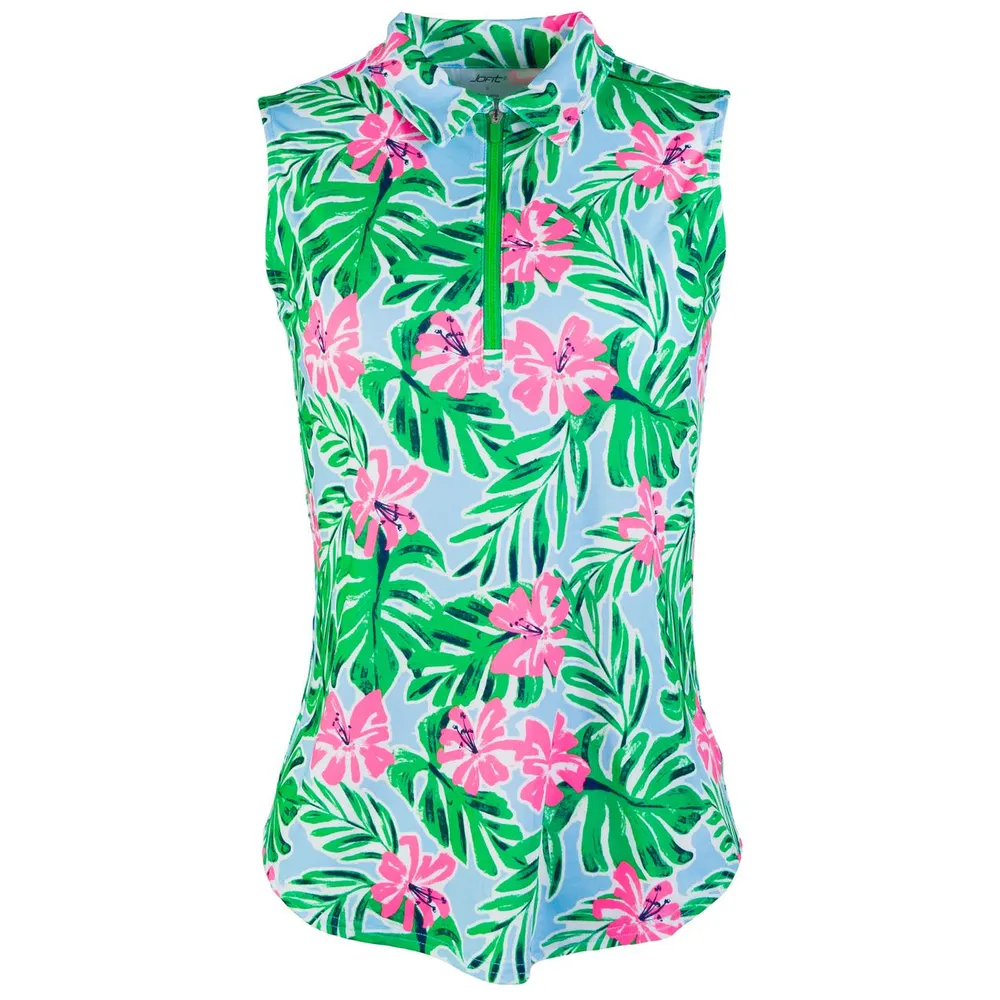 Women's Hibiscus Print Sleeveless Polo