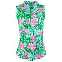 Women's Hibiscus Print Sleeveless Polo