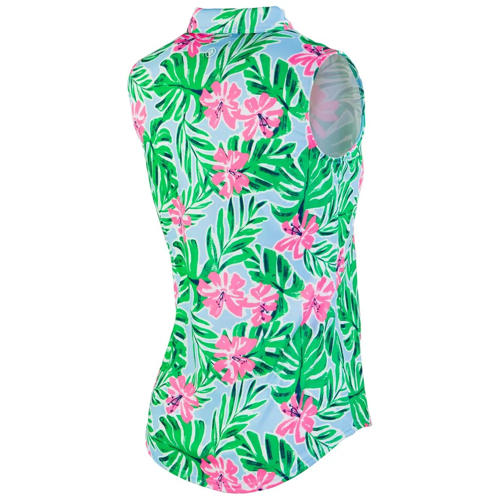 Women's Hibiscus Print Sleeveless Polo