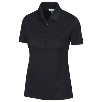 Women's Tailor Collar Embossed Short Sleeve Polo