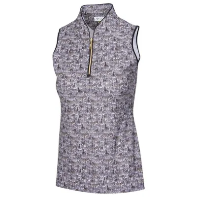 Women's Tulip Neck Sleeveless Print Polo