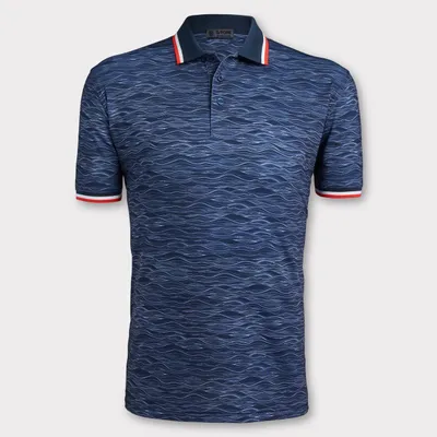 Men's Wave Print Jersey Short Sleeve Polo