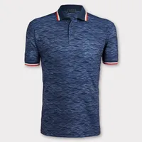 Men's Wave Print Jersey Short Sleeve Polo