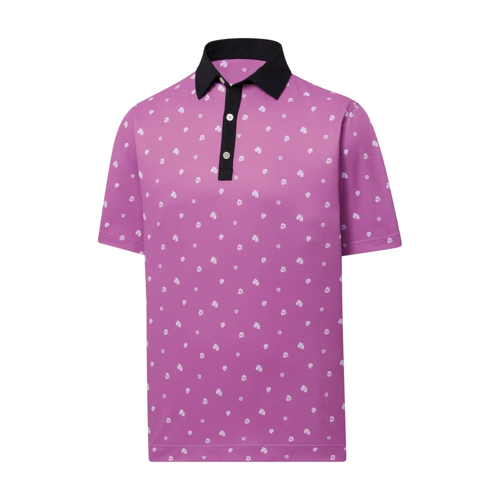 Men's Scattered Floral Short Sleeve Polo