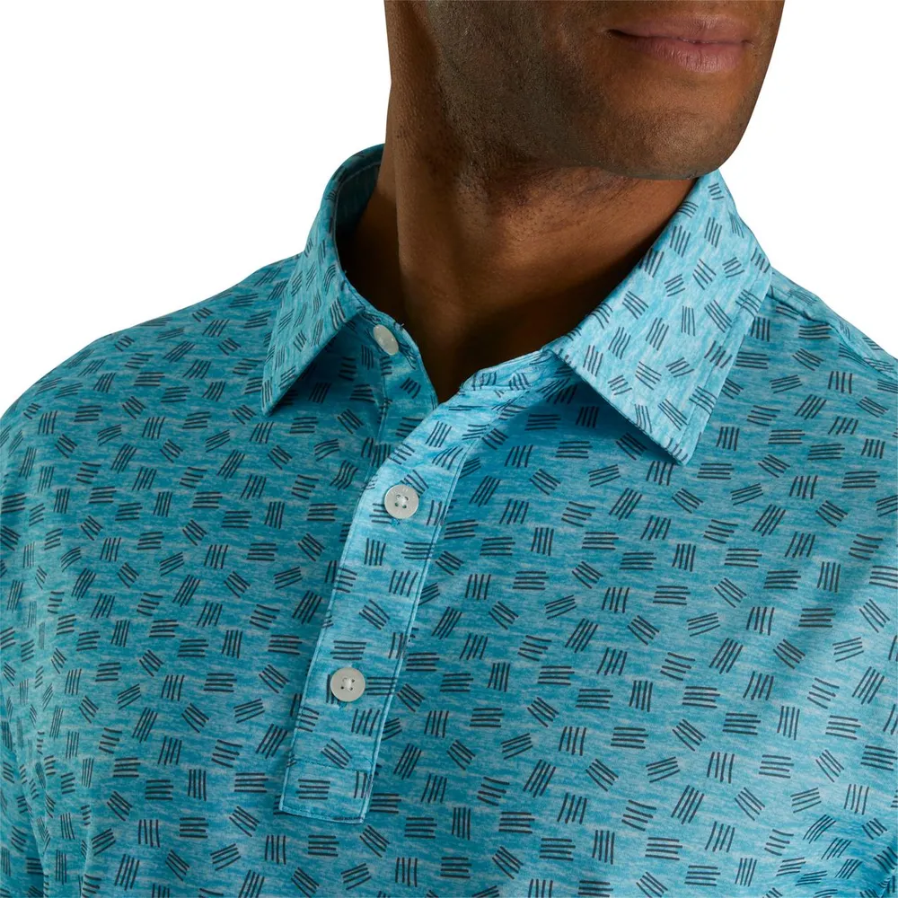 Men's Sketched Print Short Sleeve Polo