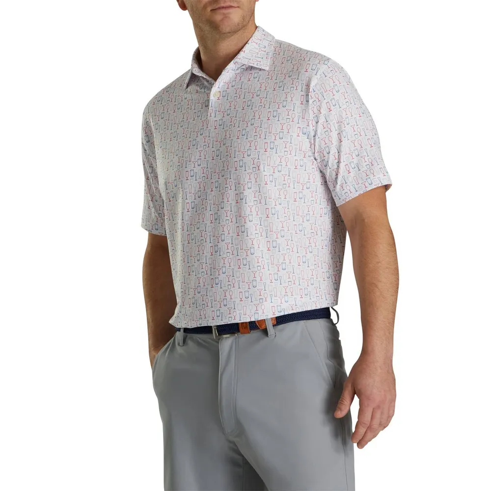 Men's Glass Print Short Sleeve Polo