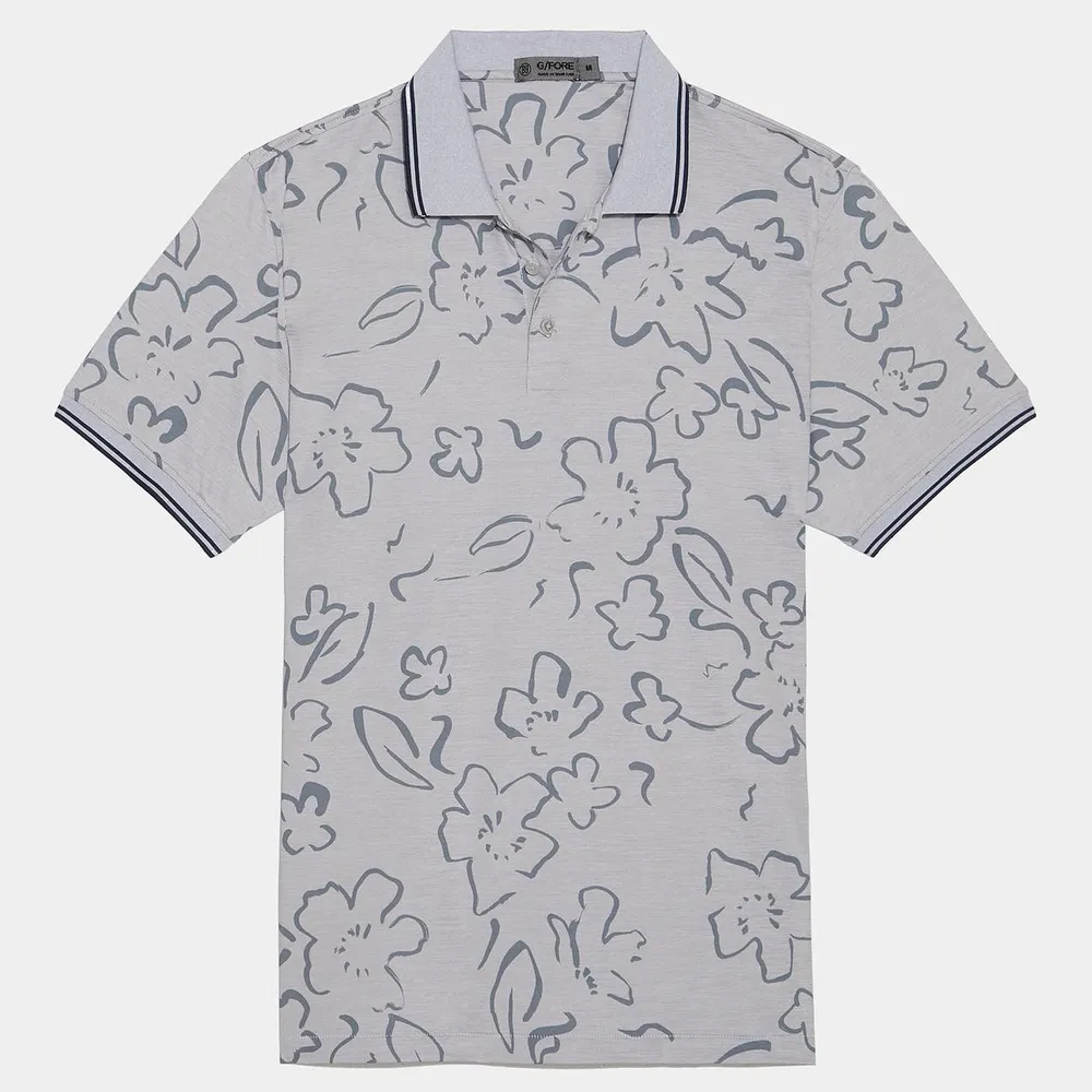 Men's Floral Watercolour Short Sleeve Polo