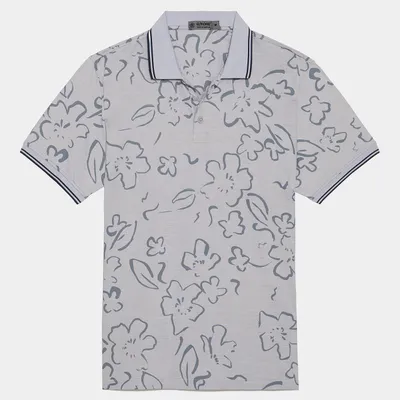 Men's Floral Watercolour Short Sleeve Polo