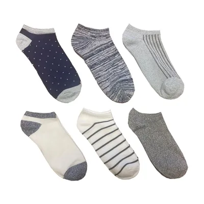 Women's Pin Dot No Show Sock - 6 pack