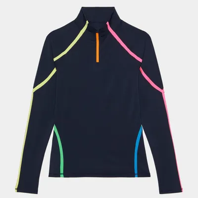 Women's Colour Block 1/4 Zip Long Sleeve Top