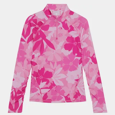 Women's Floral Camo 1/4 Zip Long Sleeve Top