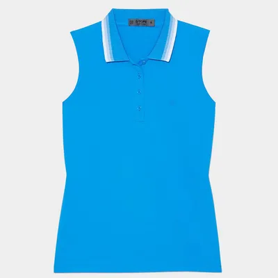 Women's Pleated Collar Sleeveless Polo