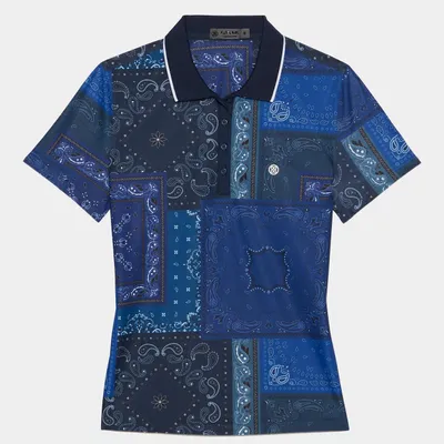 Women's Bandana Print Short Sleeve Polo