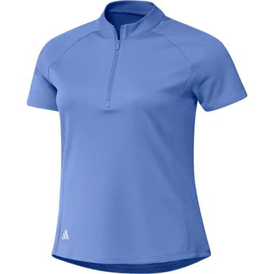 Women's Textured Zip Short Sleeve Polo Plus