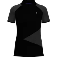 Women's Zip Front Asymetrical Mesh Short Sleeve Polo