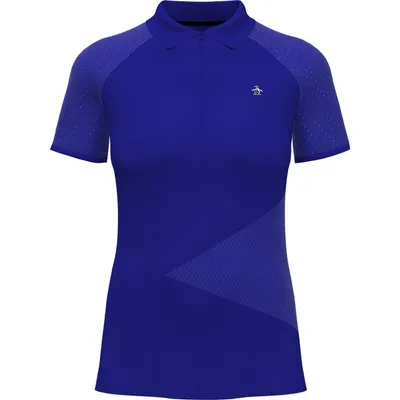 Women's Zip Front Asymetrical Mesh Short Sleeve Polo