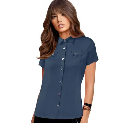 Women's Button Up Short Sleeve Polo