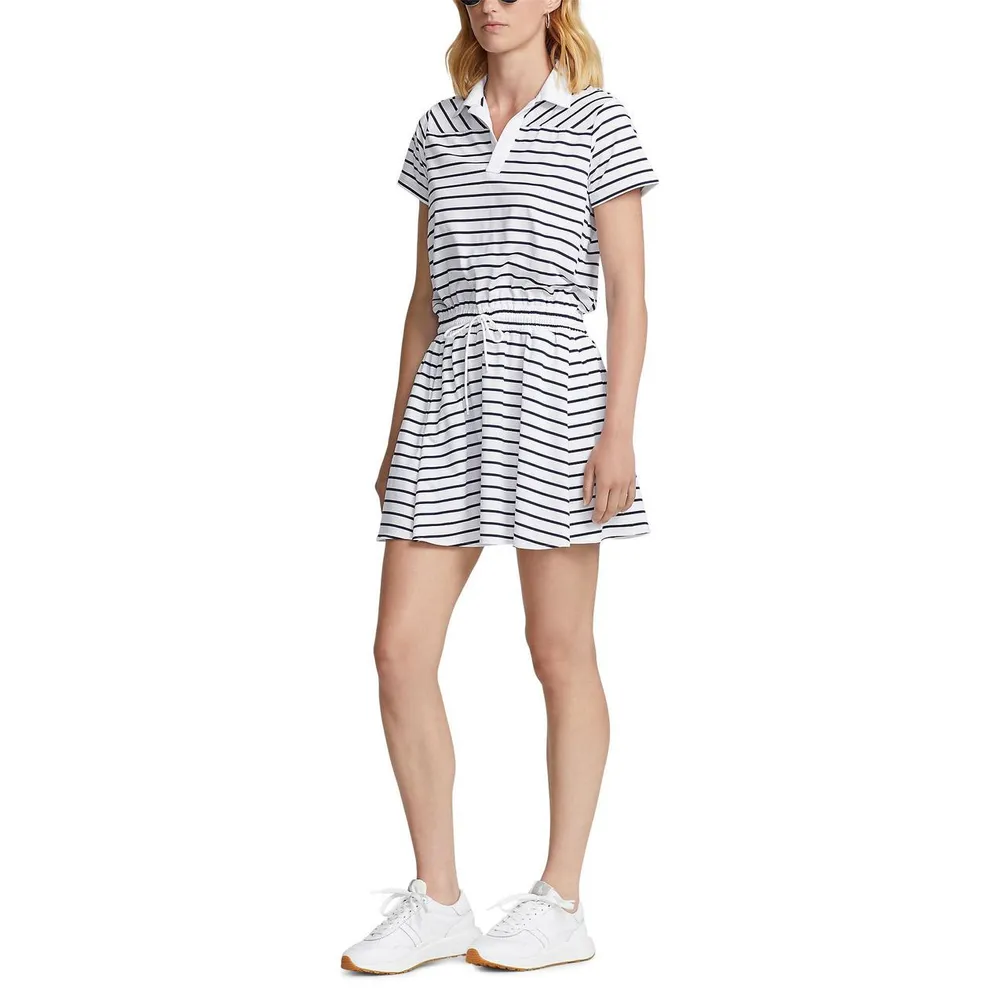 Women's Striped Short Sleeve Polo Dress