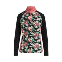 Women's 1/4 Zip Island Print Longsleeve Pullover