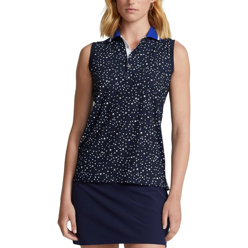 Women's Stars Print Sleeveless Polo