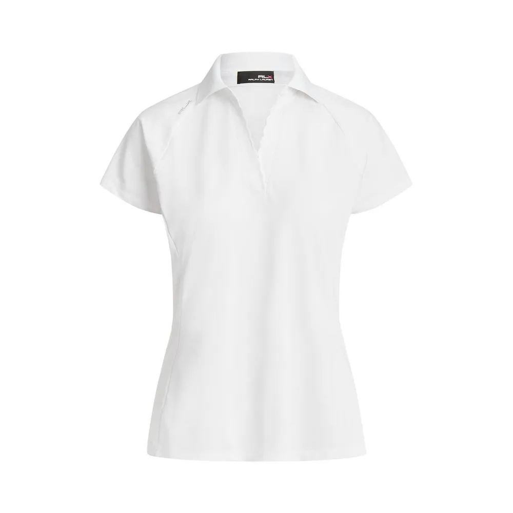 Women's Scalloped V-Neck Short Sleeve Polo