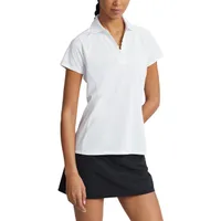 Women's Scalloped V-Neck Short Sleeve Polo