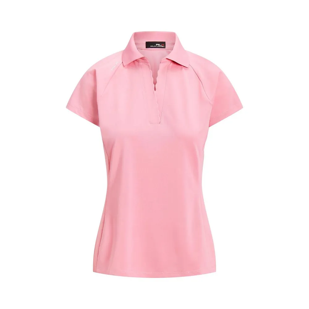 Women's Scalloped V-Neck Short Sleeve Polo