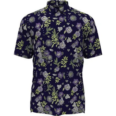 Men's Stitched Floral Short Sleeve Polo