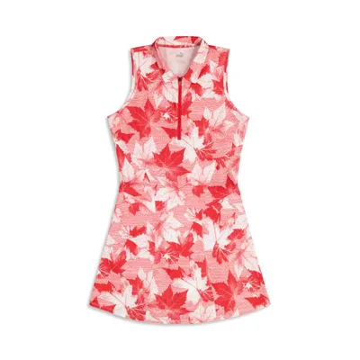 Women's Maple Leaf Natural Printed Sleeveless Dress