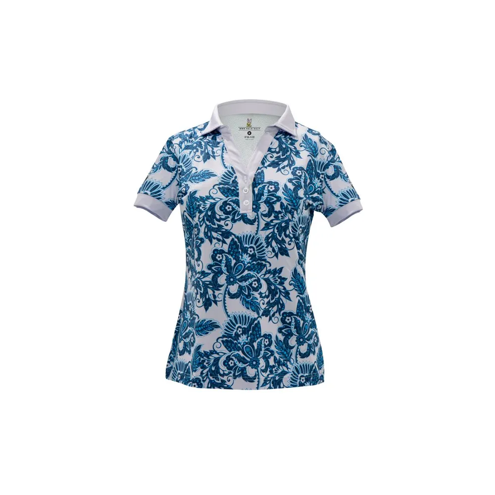 Women's Blue Peacock Short Sleeve Polo