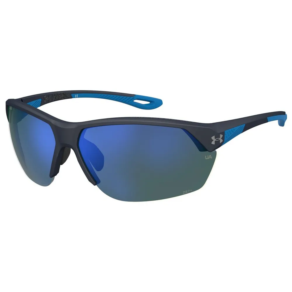 Compete Shiny Metallic Grey/TUNED Blue-Green Golf Sunglasses