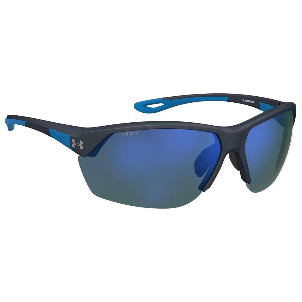 Compete Shiny Metallic Grey/TUNED Blue-Green Golf Sunglasses