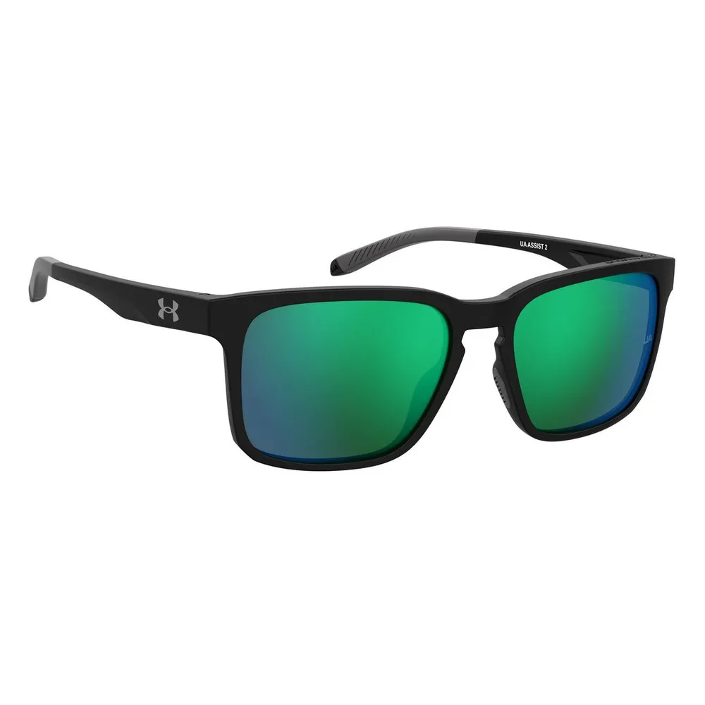 Unisex Assist 2 Shiny Black/Emerald Mirror Sunglasses