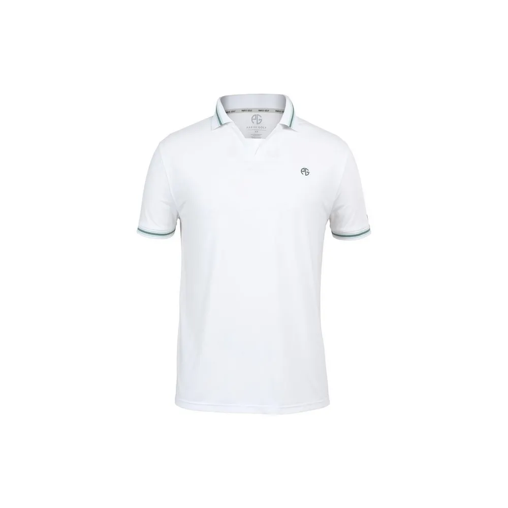 Men's Solid Striped Collar Short Sleeve Polo