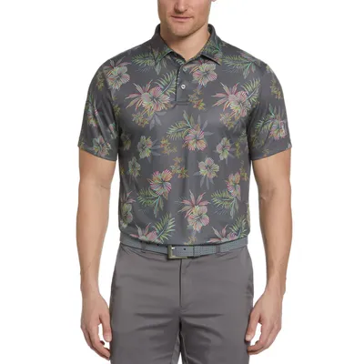 Men's Hibiscus Roadmap Print Short Sleeve Polo