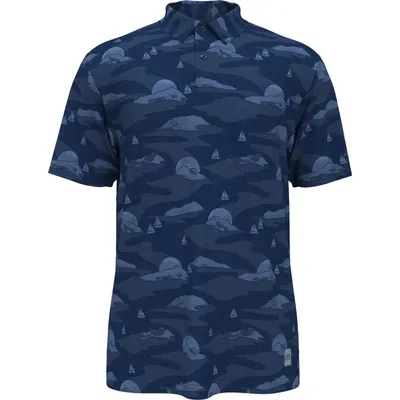 Men's Allover Scenic Print Short Sleeve Polo