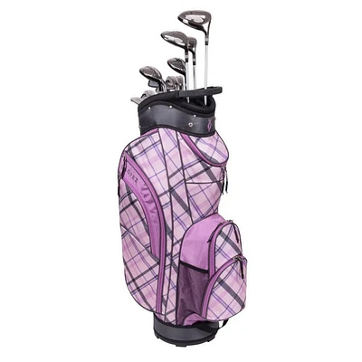 Erinn 11-Piece Package Set with Cart Bag - Purple Plaid