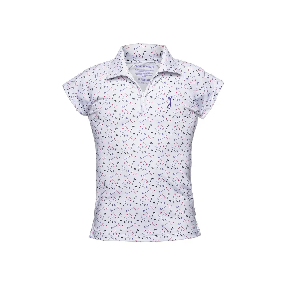 Girl's Flag Print Short Sleeve Polo