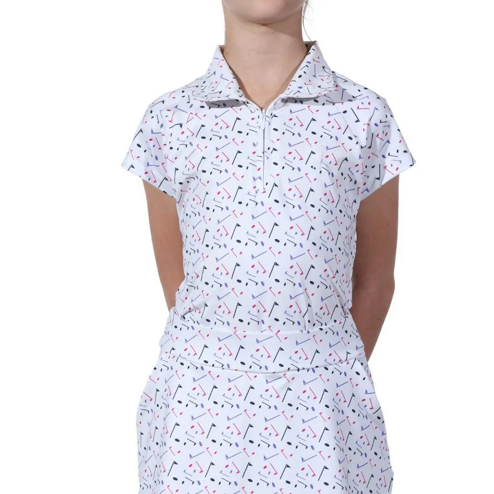 Girl's Flag Print Short Sleeve Polo