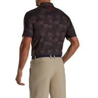 Men's Tonal Leaf Print Short Sleeve Polo