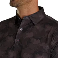 Men's Tonal Leaf Print Short Sleeve Polo