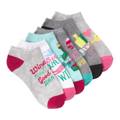 Women's Wine Time Ankle Sock 6-Pack