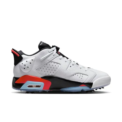 Air Jordan Retro 6 G Spiked Golf Shoe-White/Black/Red