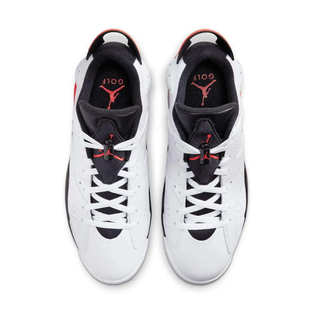 Air Jordan Retro 6 G Spiked Golf Shoe-White/Black/Red