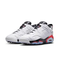 Air Jordan Retro 6 G Spiked Golf Shoe-White/Black/Red