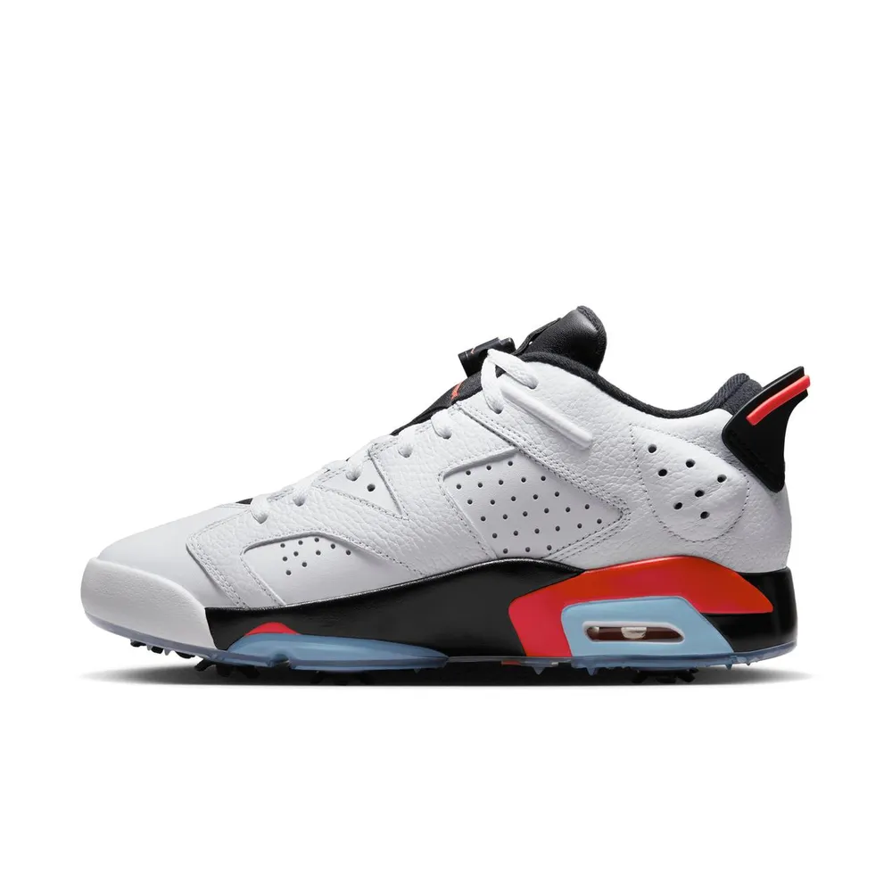 Air Jordan Retro 6 G Spiked Golf Shoe-White/Black/Red