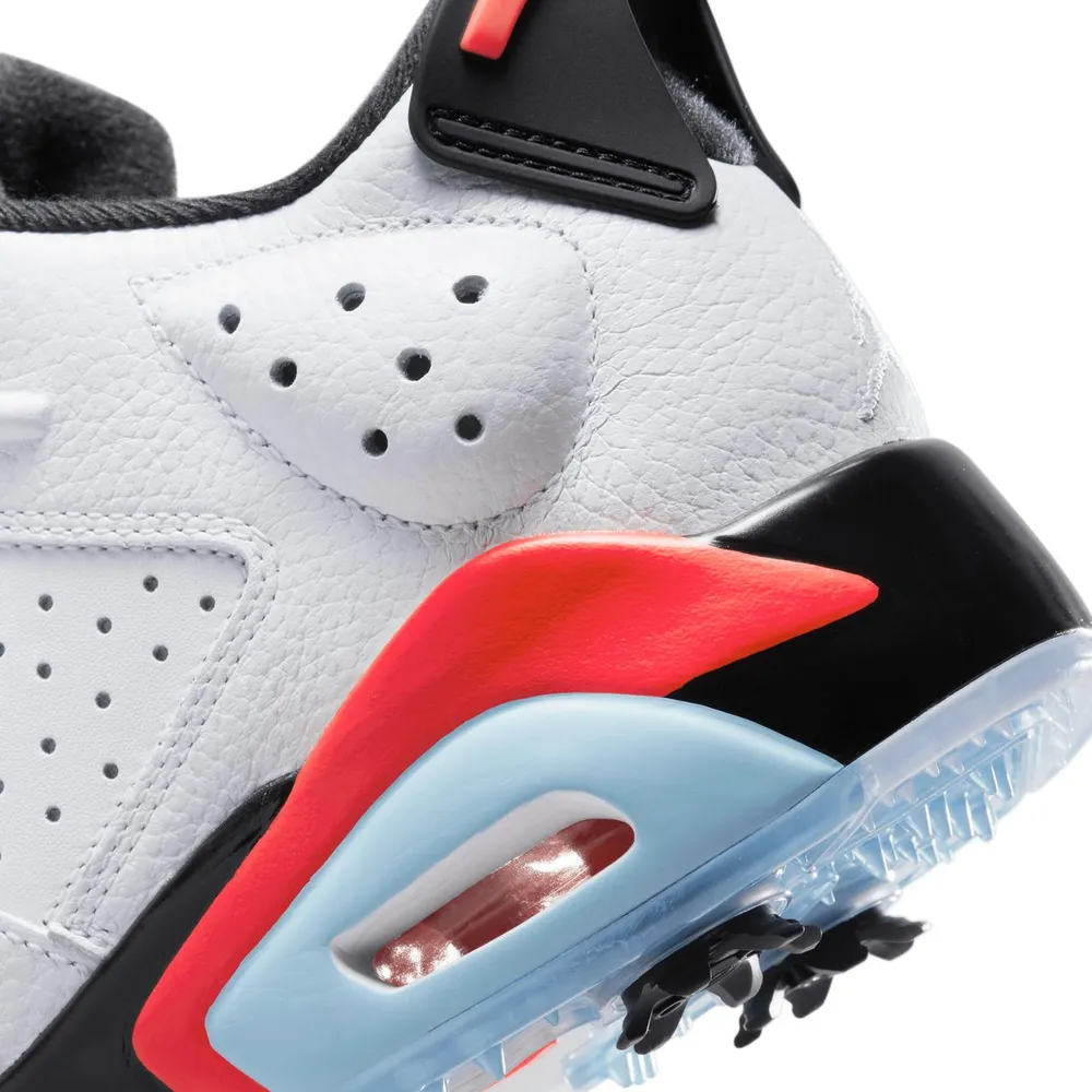 Air Jordan Retro 6 G Spiked Golf Shoe-White/Black/Red