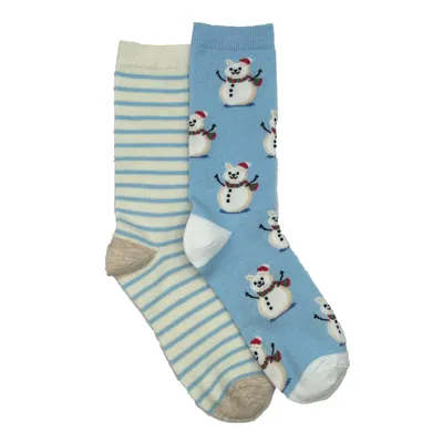 Women's 2 Pack Cat Snowman Crew Socks